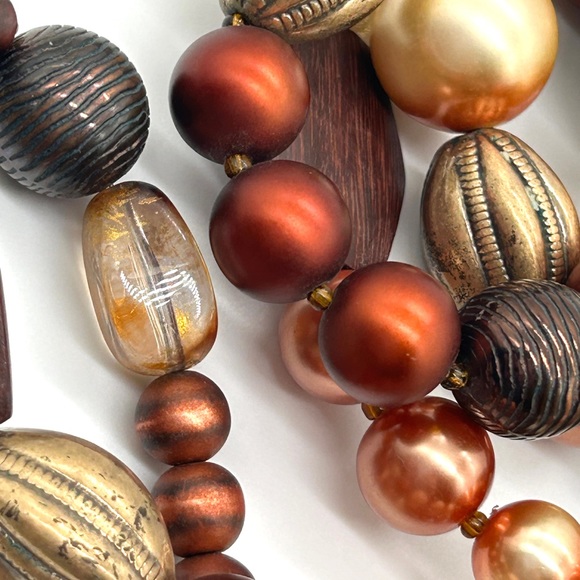 Vintage Wooden Beaded Boho Necklace 56" - Picture 10 of 13